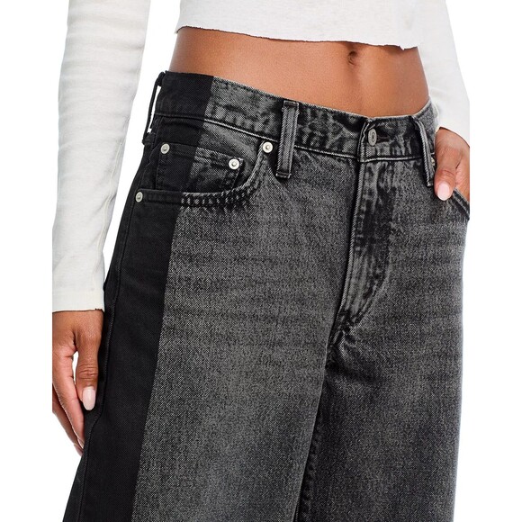 Levis Premium Womens Baggy Dad Denim Jeans 28 Black Gray Mid Rise Loose Relaxed - Picture 5 of 16